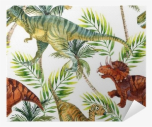 Dinosaur Watercolor Seamless Pattern Poster • Pixers® - Dinosaur