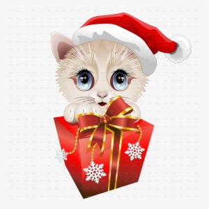 Kitten Clipart Christmas Santa - Cute Christmas Cartoon Kittens