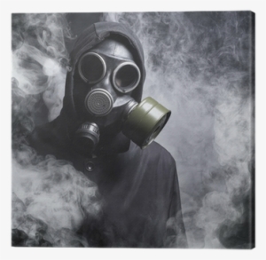 A Man In A Gas Mask In The Smoke Canvas Print • Pixers® - De Mascara De Gas
