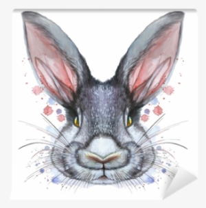 Painted Drawing With Watercolor Portrait Of An Animal - Kanin Tegning