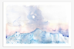 Watercolor Landscapes With Mapping Overlay - Painting