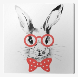 Hipster Rabbit Hand Drawn Watercolor Sketch Canvas - Nerdy Bunny Case - Ipad Mini