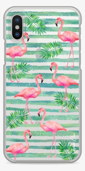 Coque Iphone X Tropical Watercolor Striped Flamingo - Iphone 6s