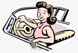 Woman Driving Car Royalty Free Vector Clip Art Illustration - Desenho De Uma Mulher Dirigindo