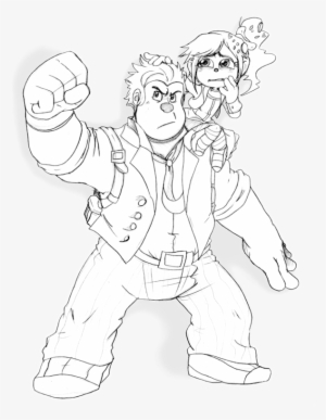 Line Art White Standing Black And White Head Joint - Wreck-it Ralph