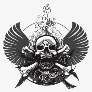 Decal Skull And Wings - Skull With Wings Png