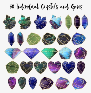 Mystical Crystal Gems Clipart Pack - Crystal