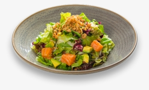 High Angle Picture Of Our Salmon And Avocado Salad - Caesar Salad