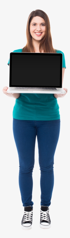 Girl With Laptop Png Image - Girl