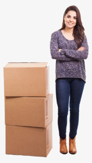 Photo Of A Smiling Girl Standing Next To A Stack Of - Standing Girl Png