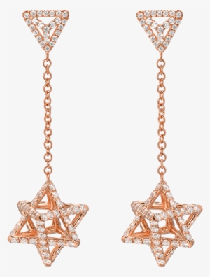 Merkaba Light Rose Gold Drop Earrings With Diamonds - Earring