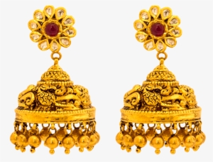 Gold Earrings Collections, South Indian Earrings Designs - Earing Jewellery Design Png