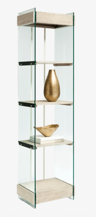 Sr-100655 Distressed Oak Refined Glass Bookshelf