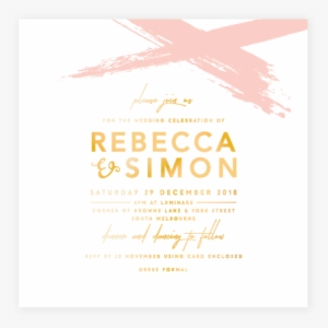 Kiss Kiss Gold Foil With Blush Invitation On White - Poster