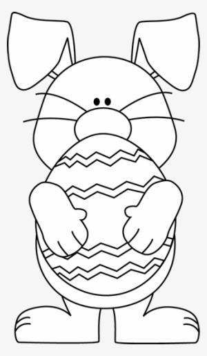 Black And White Easter Bunny Hugging An Easter Egg - Black & White Easter Eggs
