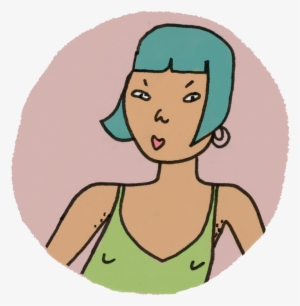 Asian Green Hair Girl - Cartoon