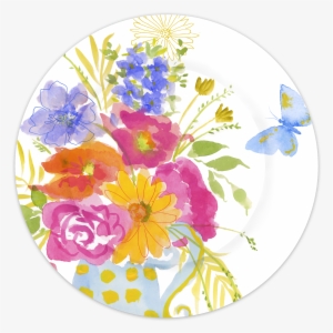Ff1677 Watercolor Bouquet With Butterfly - Plate