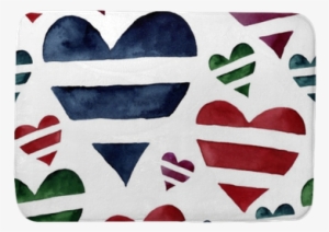 Watercolor Seamless Pattern With Striped Hearts - Symbol