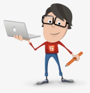 Serving Best Psd To Html Services Globally - Cartoon Holding A Computer