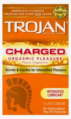 Trojan Charged Orgasmic Pleasure Lubricated Latex Condoms - Spermicide Trojan Condoms