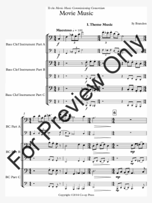 Movie Music For Mixed Trio Bass Clef Instruments Version - Music