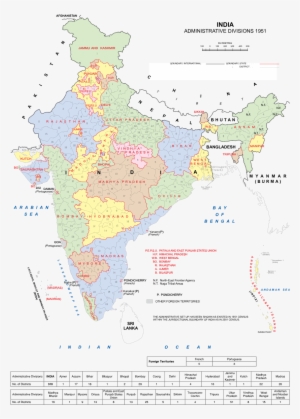 Indian States 1951 Map - Administrative Division Of India