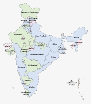 Svg Map State India - Indian States In 1951 - 2000x2288 PNG Download ...