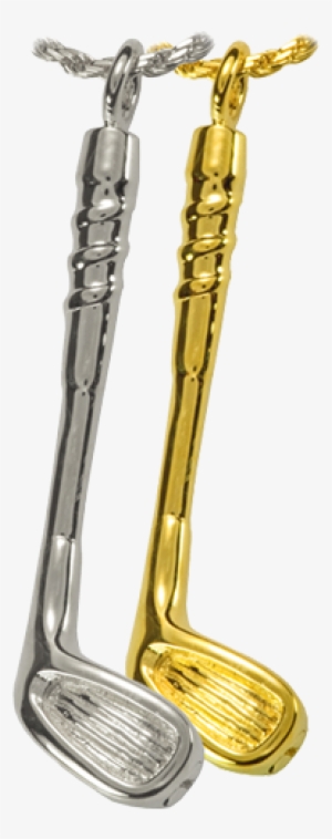 Gold Club Cremation Pendant - Golf Urn Necklace