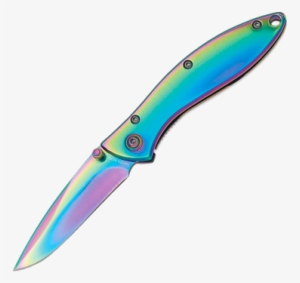 Rainbow Holographic Folding Knife - Timberwolf Ti Coated Rainbow Pocket Knife