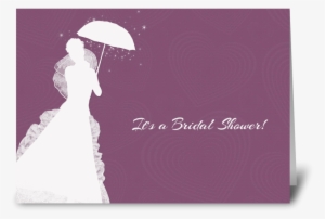 Bride Silhouette, Purple Hearts, Shower Greeting Card - Bride