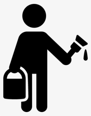 Painter With Paint Bucket Vector - Painter Icon Png