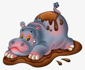 Fat Cartoon, Cartoon Hippo - Muddy Hippo Clipart