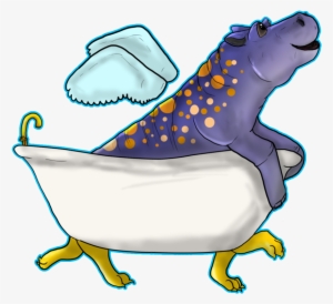Hippo In Bathtub - Rainbow Hippo