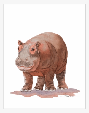 Baby Hippo Wall Art - Black Rhinoceros