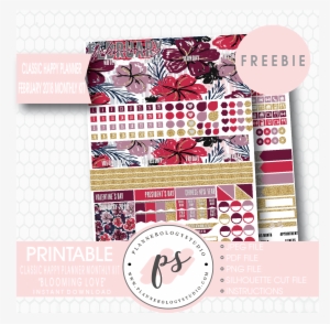 Blooming Love Classic Happy Planner February 2018 Monthly - Happy Planner Monthly Printable