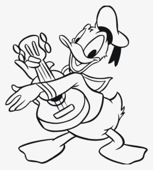 Donald Duck Playing Guitar - Donald Duck Coloring Book