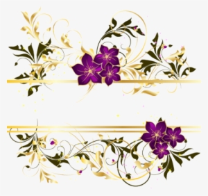 Golden Vector Swirl Png Gold Swirls Border Png Swirl - Purple And Gold Flower Png