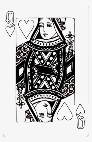 Single Poker Queen Card Four Corners Opposite Red White