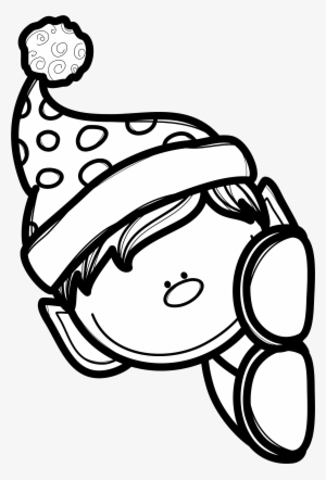 Black And White Coloring Page Of Boy Elf Peeking Around - Peeking Elf Coloring Pages