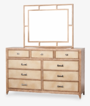 Bizcayne West Dresser Mirror Sand - Michael Amini Biscayne West 9 Drawer Double Dresser