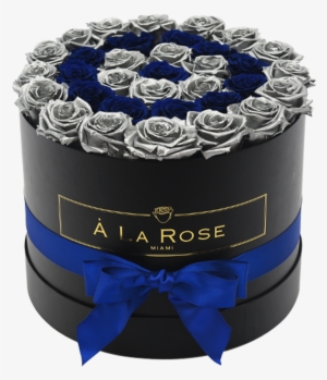 Orb Grand Blue And Silver Rows Roses - Silver