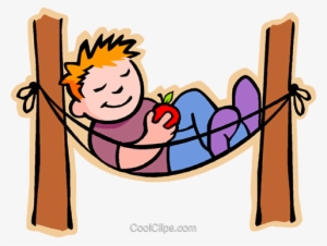 Boy Resting In Hammock Royalty Free Vector Clip Art - Take A Break Clipart