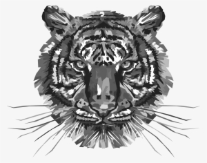 Geometric Tiger Head Grayscale - Tiger Art