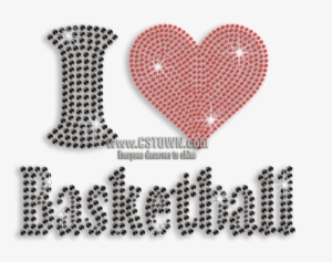 Custom I Love Basketball With My Heart Iron On Rhinestone - Ilovebasketballtv