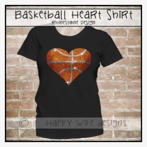 Basketball Mom Shirt With Rhinestone Basketball Heart - Mom Football Shirts