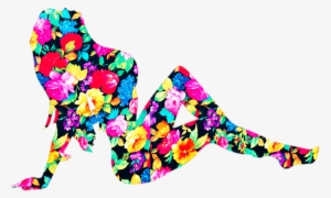 Floral Pattern Silhouette Model Sexy Lady Ladies Tank