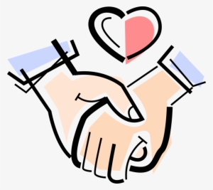 Vector Illustration Of Romantic Loving Couple In Relationship - Holding Hands Clip Art
