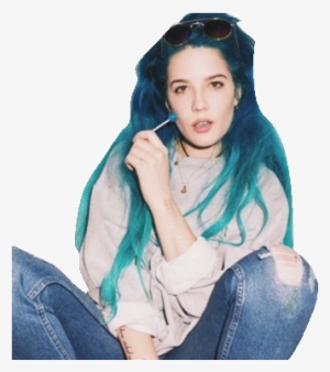 #halsey - Halsey Long Blue Hair