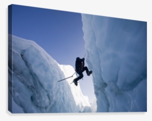 Ice Climber Ascending Out Of Crevasse On Matanuska - Alaska