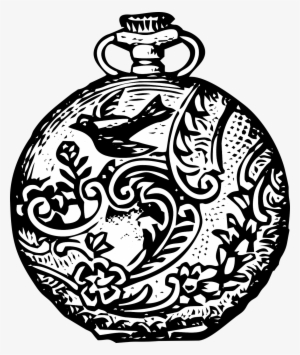 Pocket Watch Ornate Pocket Watch Vintage Pocket Watch - Rockabilly Button Swallow Tattoo Style Nautical Sailor
